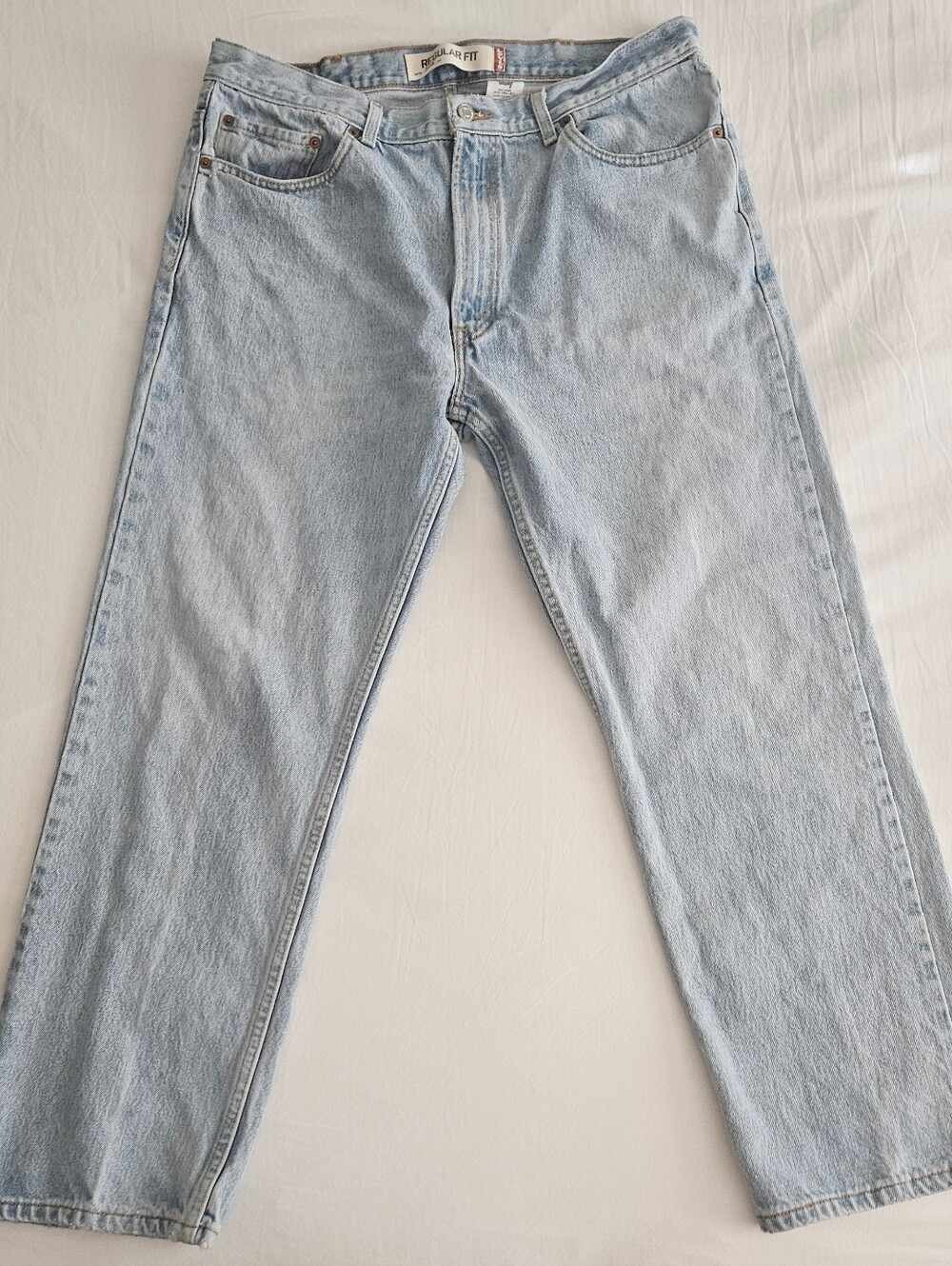Levi's 505 Regular Fit Jeans Mens 38x30 Light Wash Straight Leg Y2K